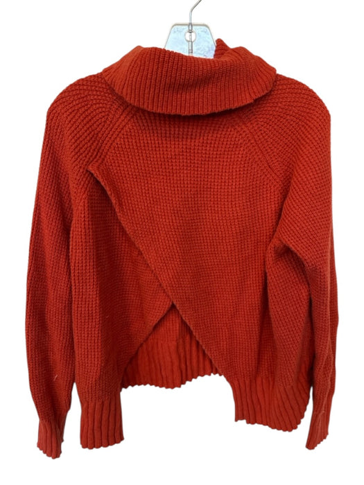 Madewell Size L Burnt Orange Wool Blend Turtle Neck Knit Open Back Sweater Burnt Orange / L