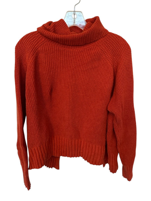 Madewell Size L Burnt Orange Wool Blend Turtle Neck Knit Open Back Sweater Burnt Orange / L