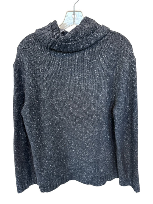 Madewell Size M Navy & white Cotton Blend Turtle Neck Speckled Knit Sweater Navy & white / M