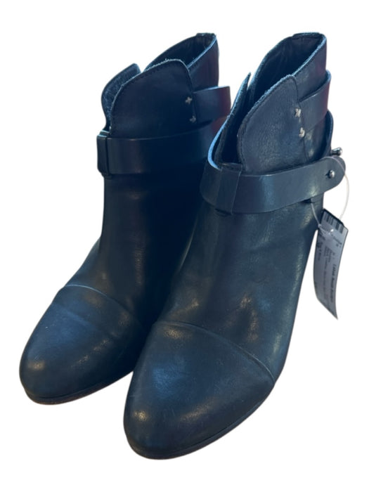 Rag & Bone Shoe Size 38 Black Leather Block Heel Belt Ankle Booties Black / 38