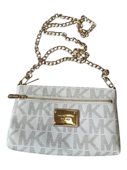 Michael Michael Kors white & tan Leather Logo Chain Strap Crossbody Bag white & tan / S