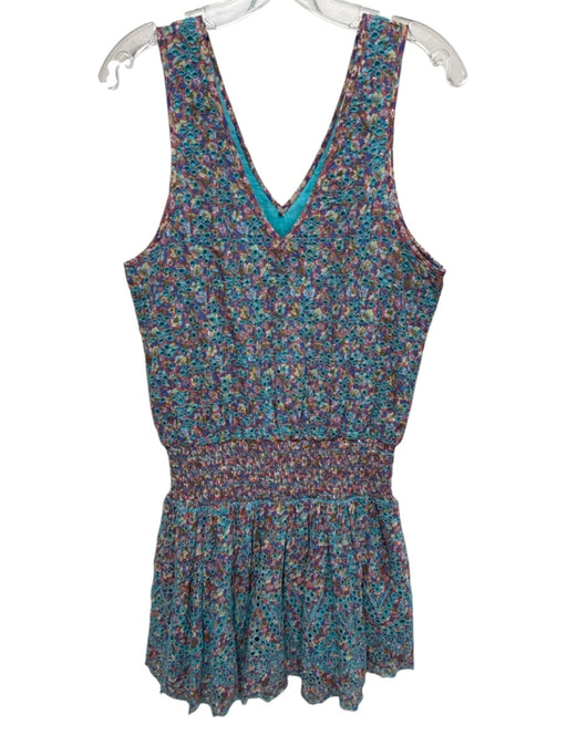 Ramy Brook Size S Teal Green, Pink, Multi Polyester Sleeveless Mini Dress Teal Green, Pink, Multi / S