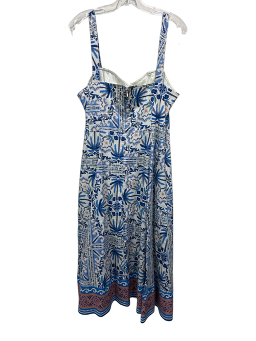 Avec Les Filles Size 12 White, Blue & Pink Cotton Sleeveless Fit & Flare Dress White, Blue & Pink / 12