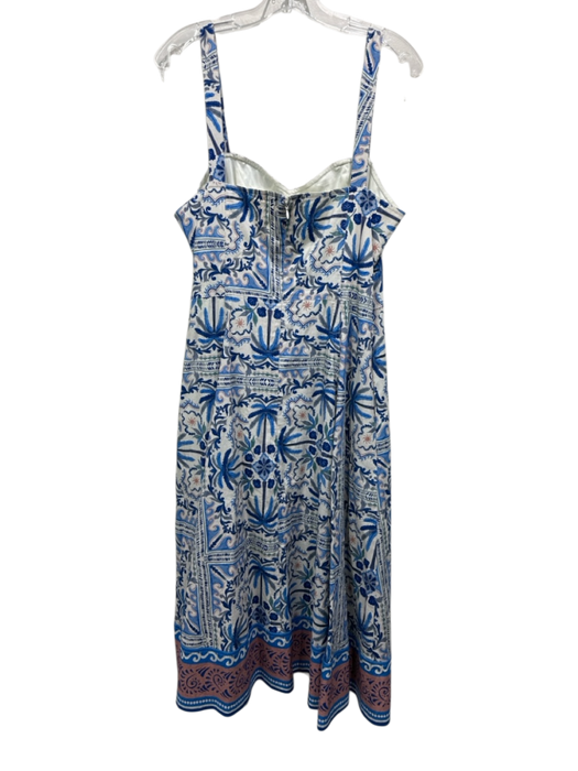 Avec Les Filles Size 12 White, Blue & Pink Cotton Sleeveless Fit & Flare Dress White, Blue & Pink / 12