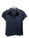 Theory Size M Navy Cotton Blend Short Puff Sleeve Button Up & Collar Top Navy / M