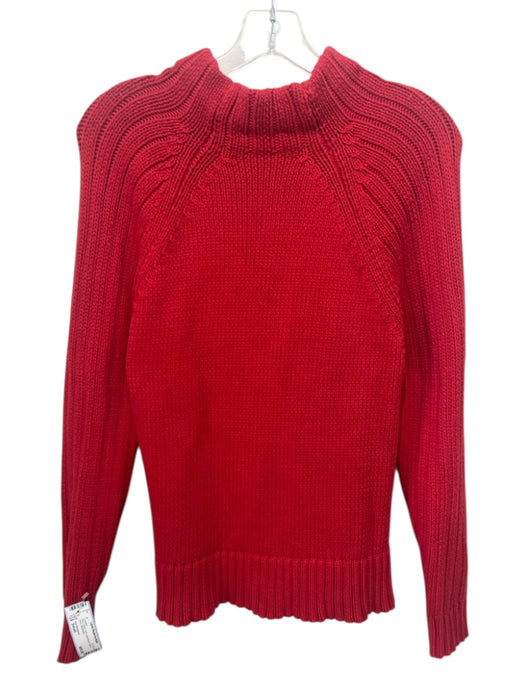 Ann Mashburn Size Small Red Cotton Knit Long Sleeve Mock Neck Sweater Red / Small