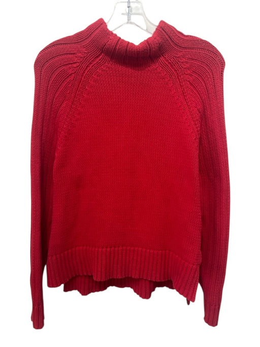 Ann Mashburn Size Small Red Cotton Knit Long Sleeve Mock Neck Sweater Red / Small