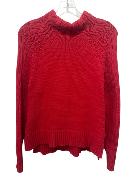 Ann Mashburn Size Small Red Cotton Knit Long Sleeve Mock Neck Sweater Red / Small