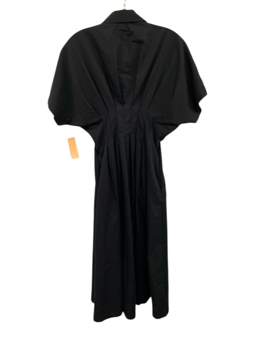 Exquise Size XS Black Cotton Blend Short Sleeve Button Front Pleated Maxi Dress Black / XS