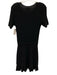 Sezane Size Small Black Viscose Blend Short Sleeve Crochet Knit Ruffle Dress Black / Small