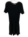 Sezane Size Small Black Viscose Blend Short Sleeve Crochet Knit Ruffle Dress Black / Small