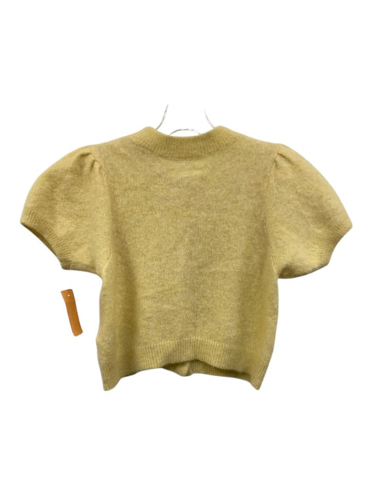 Doen Size Small Yellow Alpaca Blend Short Sleeve Button Neck Knit Sweater Yellow / Small