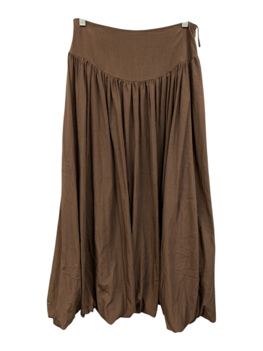 Nicholas Size 4 Brown Rayon Blend Side Zip Gathered Bubble Hem Maxi Skirt Brown / 4
