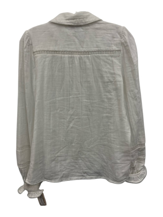 ME+EM Size 2 White Cotton Long Sleeve Lace Trim Button Front Pintuck Top White / 2