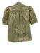 ME+EM Size 4 Green & White Cotton Short Puff Sleeve Striped Ladder Lace Top Green & White / 4