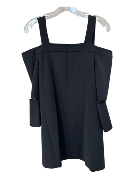 Tibi Size 4 Black Acetate Blend Long Bell Sleeve Cold Shoulder Back Zip Dress Black / 4