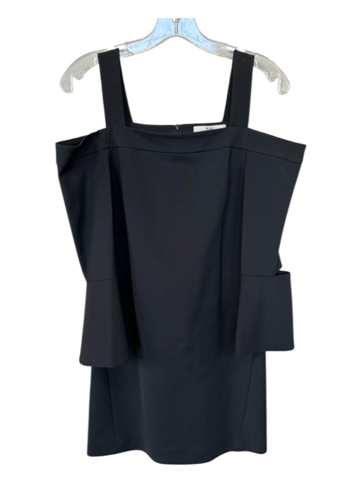 Tibi Size 4 Black Acetate Blend Long Bell Sleeve Cold Shoulder Back Zip Dress Black / 4