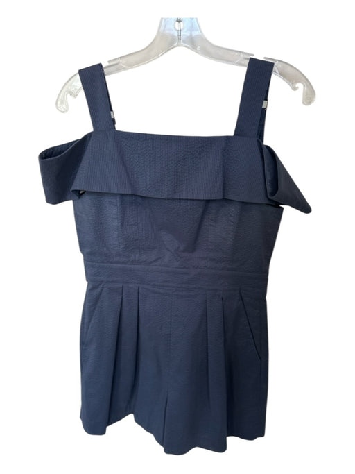 Tibi Size 8 Navy Cotton Sleeveless Back Zip Romper Navy / 8
