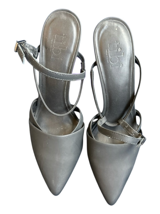 Tibi Shoe Size 36 Charcoal Leather Stiletto Mule Pointed Toe Pumps Charcoal / 36