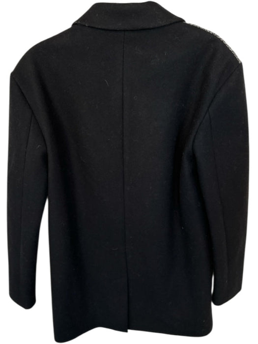 Tibi Size 0 Black & White Wool Blend Tweed Long Sleeve Buttons Coat Black & White / 0