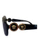 Versace Black Acrylic Round Frames Gold Hardware Black Lens Sunglasses Black