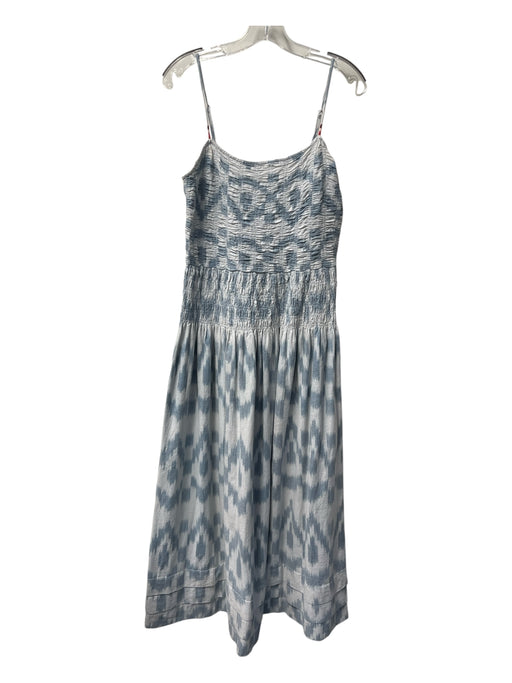 Saylor Size M Light & Dark  Blue Cotton Spaghetti Strap Back Zip Shirred Dress Light & Dark  Blue / M
