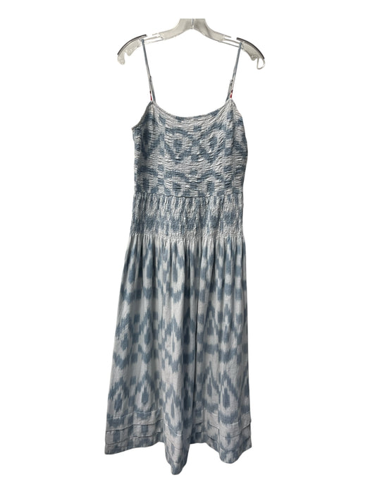 Saylor Size M Light & Dark  Blue Cotton Spaghetti Strap Back Zip Shirred Dress Light & Dark  Blue / M