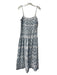 Saylor Size M Light & Dark  Blue Cotton Spaghetti Strap Back Zip Shirred Dress Light & Dark  Blue / M