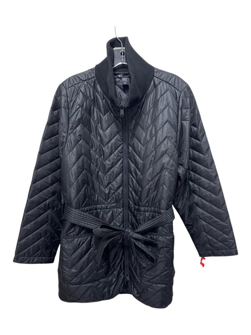 Athleta Size Large Black Nylon Zip Front Quilted Ribbed Pockets Jacket Black / Large