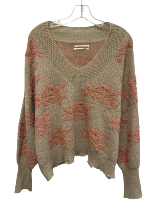 By Anthropologie Size M Light brown & pink Acrylic & Nylon Long Sleeve Sweater Light brown & pink / M