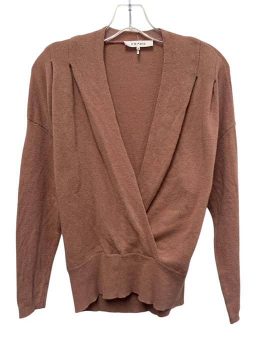 Frame Size S Dusty Pink Cashmere Long Sleeve Deep V neck Knit Sweater Dusty Pink / S