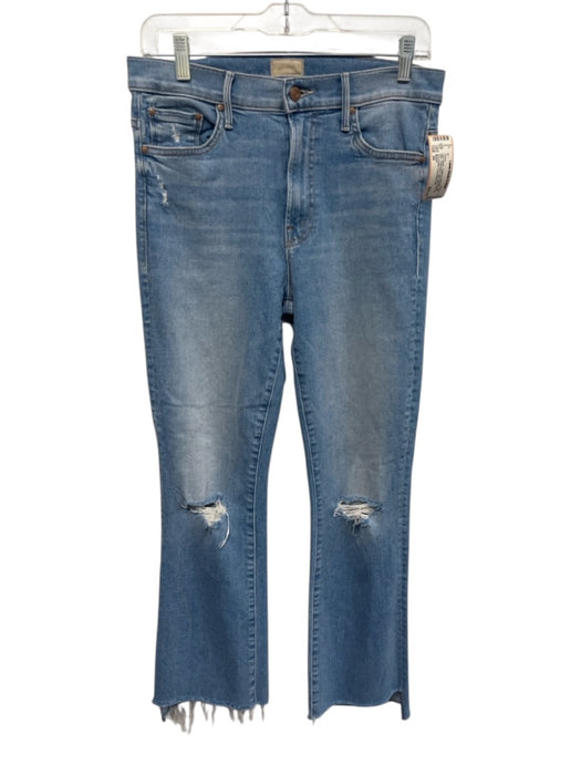 Mother Size 29 Light Wash Cotton & Polyester High Rise Distressed Raw Hem Jeans Light Wash / 29