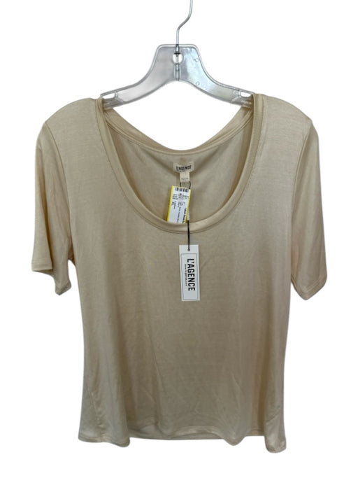L'agence Size XL Bone Acetate Blend Short Sleeve Top Bone / XL