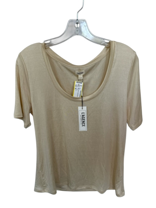 L'agence Size XL Bone Acetate Blend Short Sleeve Top Bone / XL