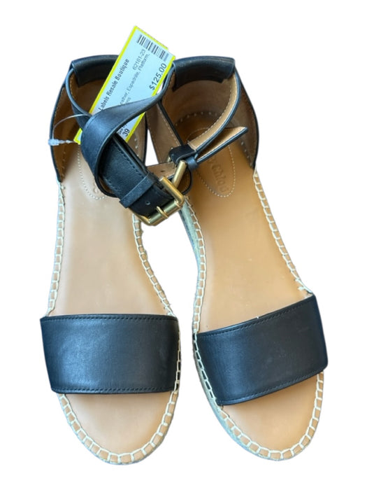 See By Chloe Shoe Size 39 Black & Tan Leather Espadrille Platform Sandals Black & Tan / 39
