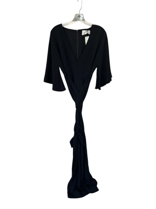 Alexis Size XL Black Short Sleeve Belted Back Zip Maxi Dress Black / XL