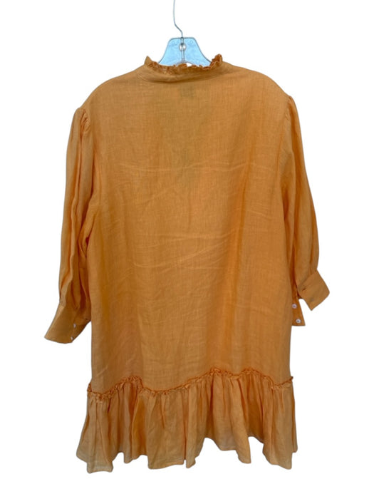 Elizabeth James the Label Size XL Orange Linen Long Balloon Sleeve V Neck Dress Orange / XL