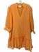 Elizabeth James the Label Size XL Orange Linen Long Balloon Sleeve V Neck Dress Orange / XL