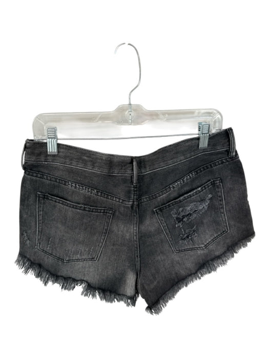 We The Free Size Est L Black Cotton Blend Button Fly Cut Off Denim Shorts Black / Est L