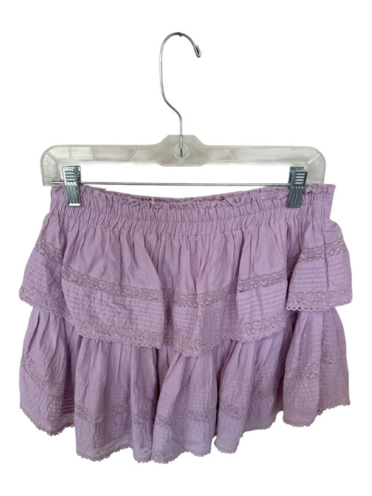 Loveshackfancy Size M Purple Cotton Waist Band Lace Mini Skirt Purple / M