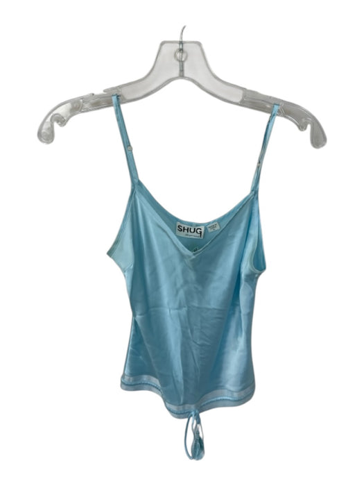 Shug! Size M Sky Blue Silk Spaghetti Strap Drawstring Waist Top Sky Blue / M