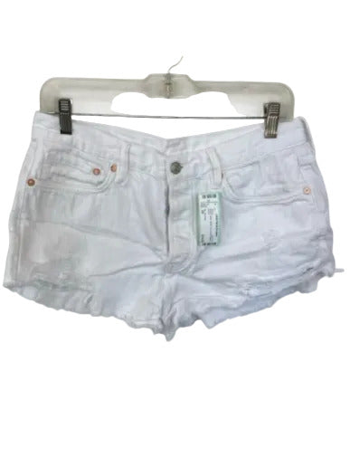 We The Free Size 29 White Cotton Button Fly Cut Off Denim Shorts White / 29