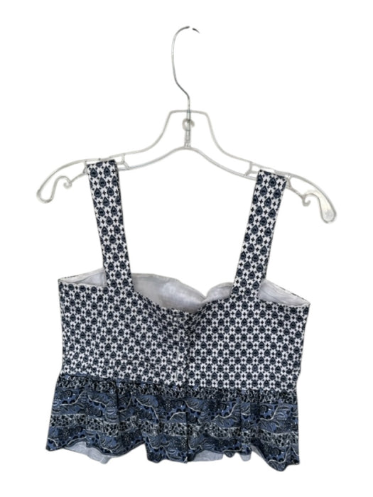 Veronica Beard Size 6 Navy & white Cotton Sleeveless Flowers Peplum Cropped Top Navy & white / 6
