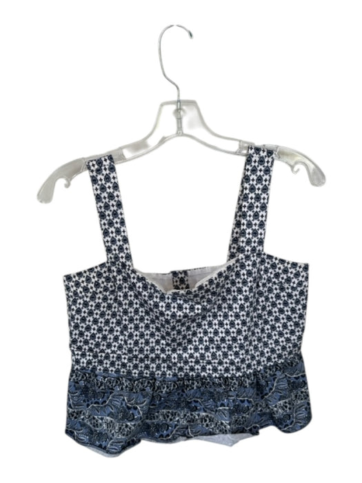 Veronica Beard Size 6 Navy & white Cotton Sleeveless Flowers Peplum Cropped Top Navy & white / 6
