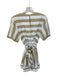 Staud Size M Tan & White Cotton Short Sleeve Striped Open Back Dress Tan & White / M