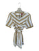 Staud Size M Tan & White Cotton Short Sleeve Striped Open Back Dress Tan & White / M