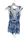 Alexis Size S Blue & White Cotton Sleeveless Embroidered Flowers Side Zip Dress Blue & White / S