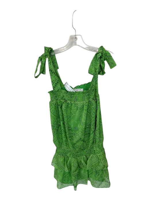 Amanda Uprichard Size M Green & Black Polyester Tie Straps Bandana Print Dress Green & Black / M