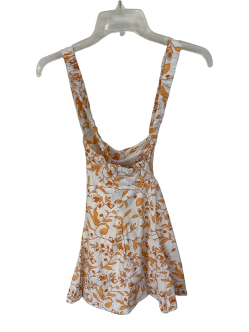 Maeve Size S Orange & White Cotton Sleeveless Flowers Front Pockets Dress Orange & White / S