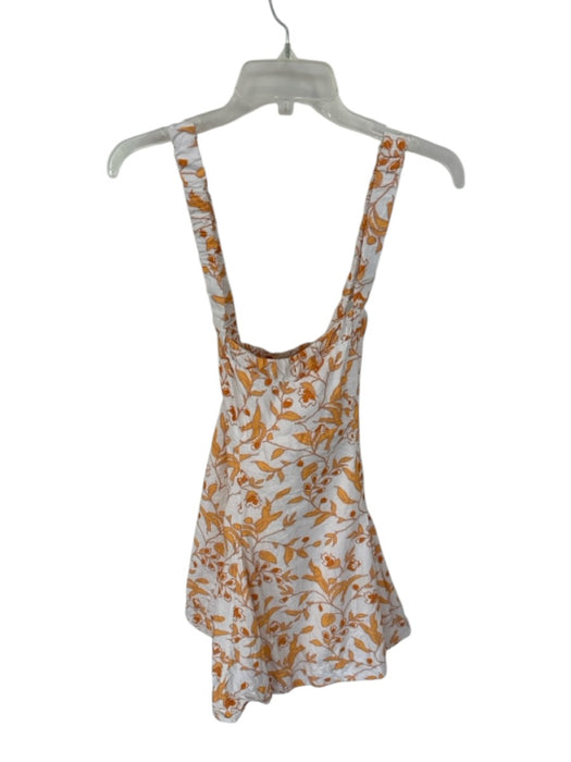Maeve Size S Orange & White Cotton Sleeveless Flowers Front Pockets Dress Orange & White / S